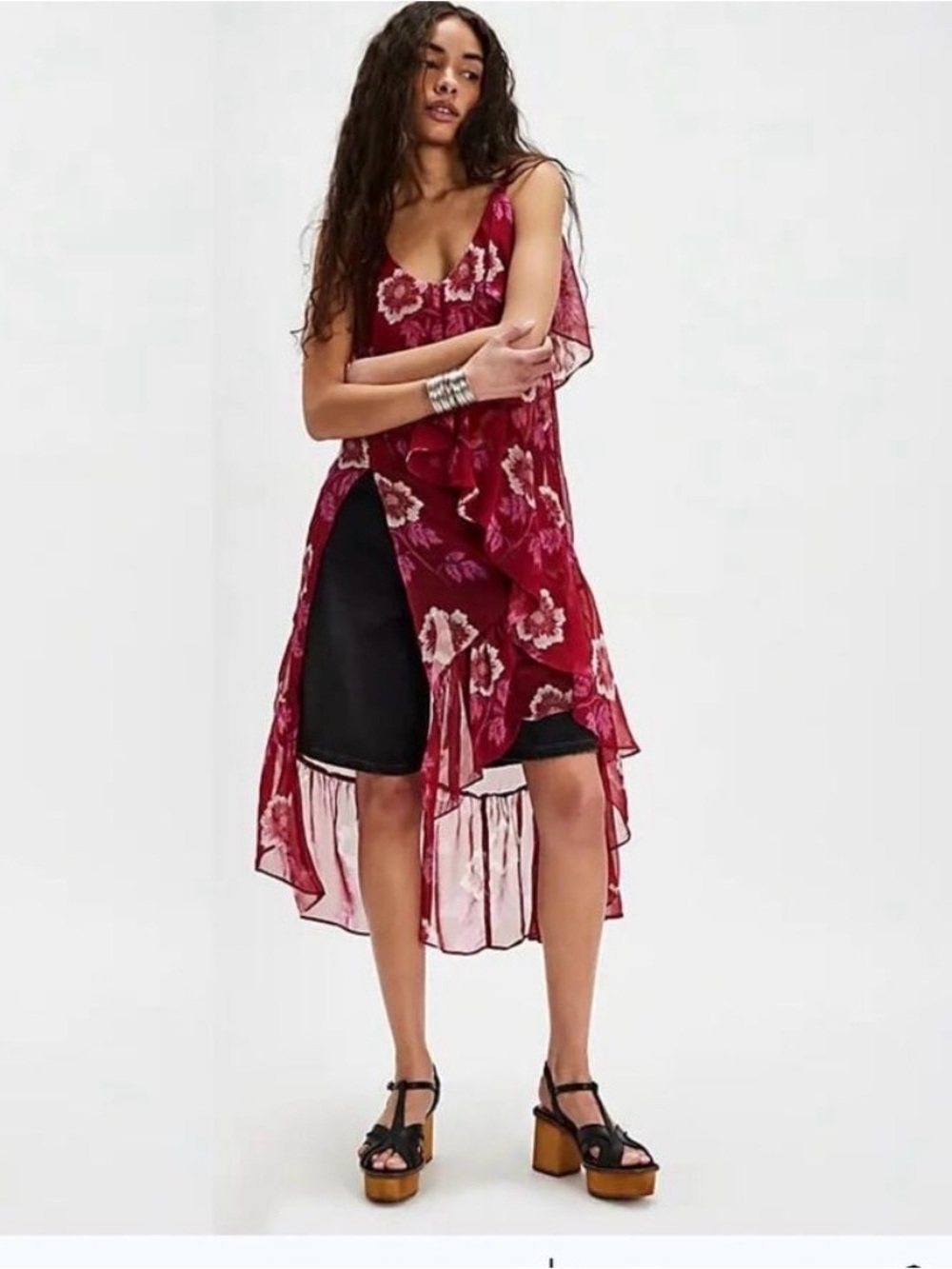 Free People Sunfaded Maxi Top in Syrah Floral